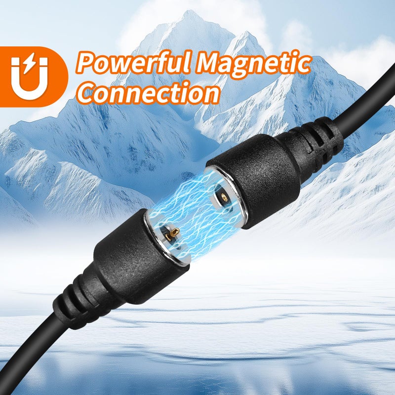 CHolic USB Port Magnetic Power Cord, Snowmobile Helmet Heated Shield Cord 12v USB RCA Plug for Heated Most Electric Shields, Helmet, Visor Port (Kit) - Image 2