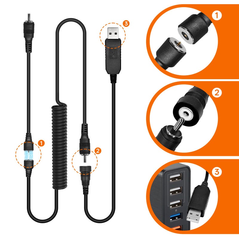 CHolic USB Port Magnetic Power Cord, Snowmobile Helmet Heated Shield Cord 12v USB RCA Plug for Heated Most Electric Shields, Helmet, Visor Port (Kit) - Image 5