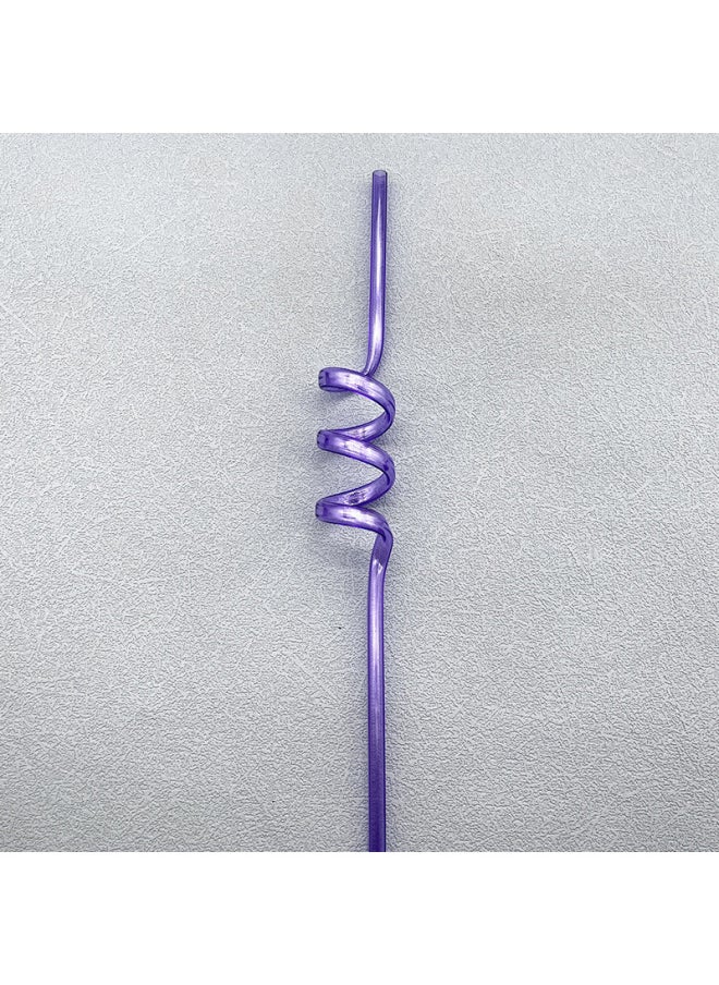 Generic - Direct Cartoon PET Spiral Plastic Straw Color PP Creative Curved Children's Straw Wholesale-Color:Purple - Image 1