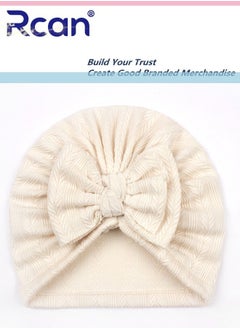 Rcan Baby Windproof Tire Hat Solid Color Wheat Ear Pattern Bow Bat Cap 0-2 years old 