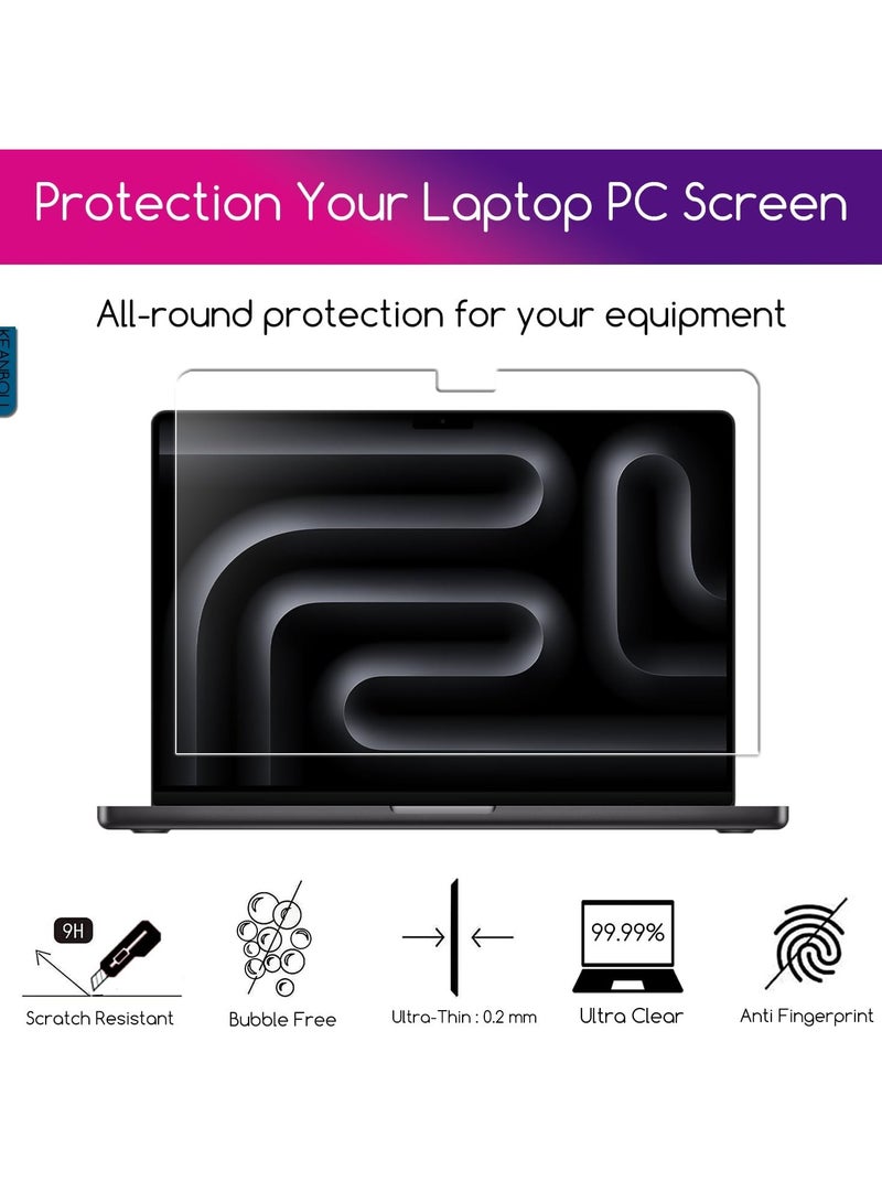 2 Pack Tempered Glass Screen Protector for 2023 MacBook Pro 14 Inch(2021-2023 M3 M2 M1 Pro/Max Chip) A2918 A2992 A2779 A2442 Anti Fingerprint Screen Ultra Clear Tempered Glass - Image 3