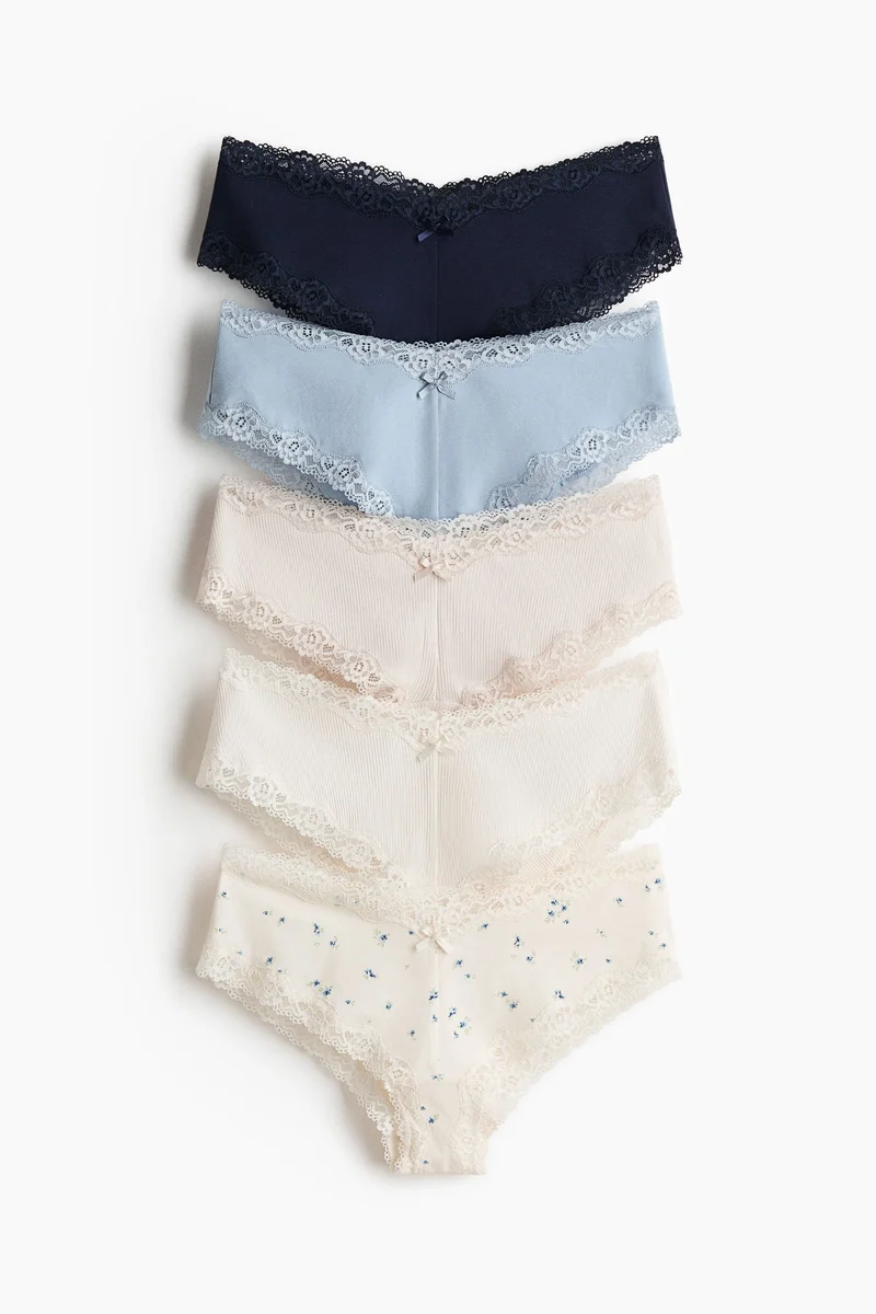 H&M 5-pack cotton and lace hipster briefs