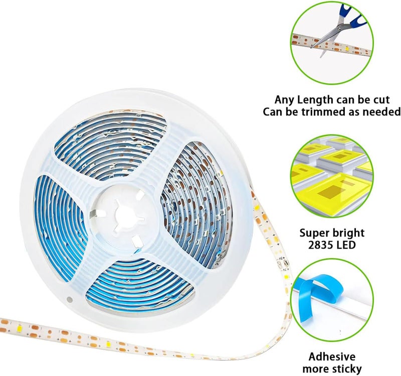 Ousam Led أضواء شريط LED الشمسية الخارجية المقاومة للماء 19.6 قدم 180 LED أبيض قابل للقطع شريط ضوء يعمل بالطاقة الشمسية للخارج، المسبح، الدرج، إضاءة التمييز (الإصدار المحسن) - Image 4
