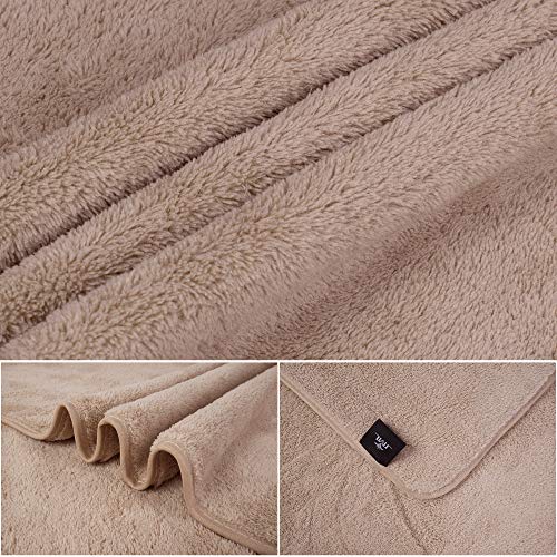 JML Luxury Hotel & SPA Bath Towels (2 Pack, 30"x60") - 350GSM High Density Fleece Towel Sets - Super Soft and Absorbent, Lint Free, Fade Resistant Oversized Bath Towel, Coral Fleece Camel - Image 2