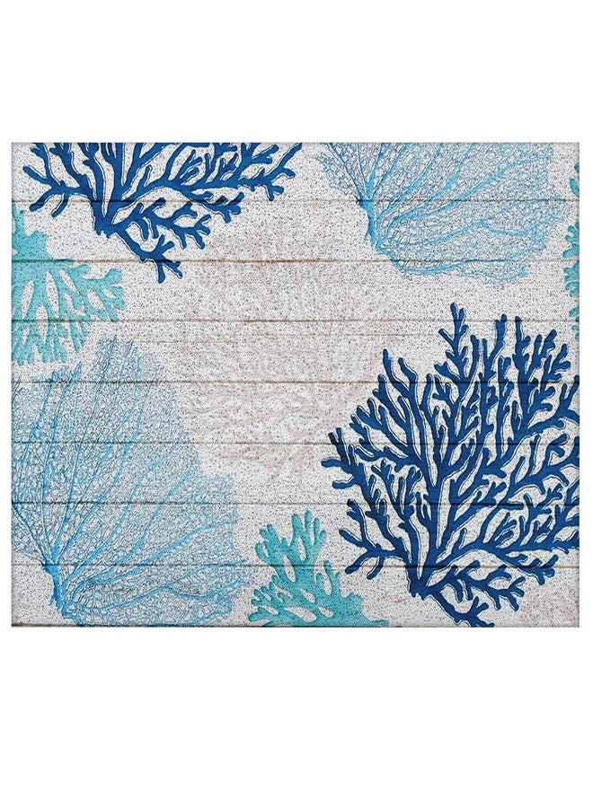 LUVADIAN Blue Beach Door Mat - Beach Coastal Outdoor Welcome Mat, Nautical Door Mat, Beach House Decor, Coastal Ocean Bathroom Decor, Coastal Outdoor Decor, 17x30 Inch - Image 1