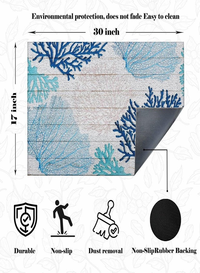 LUVADIAN Blue Beach Door Mat - Beach Coastal Outdoor Welcome Mat, Nautical Door Mat, Beach House Decor, Coastal Ocean Bathroom Decor, Coastal Outdoor Decor, 17x30 Inch - Image 5