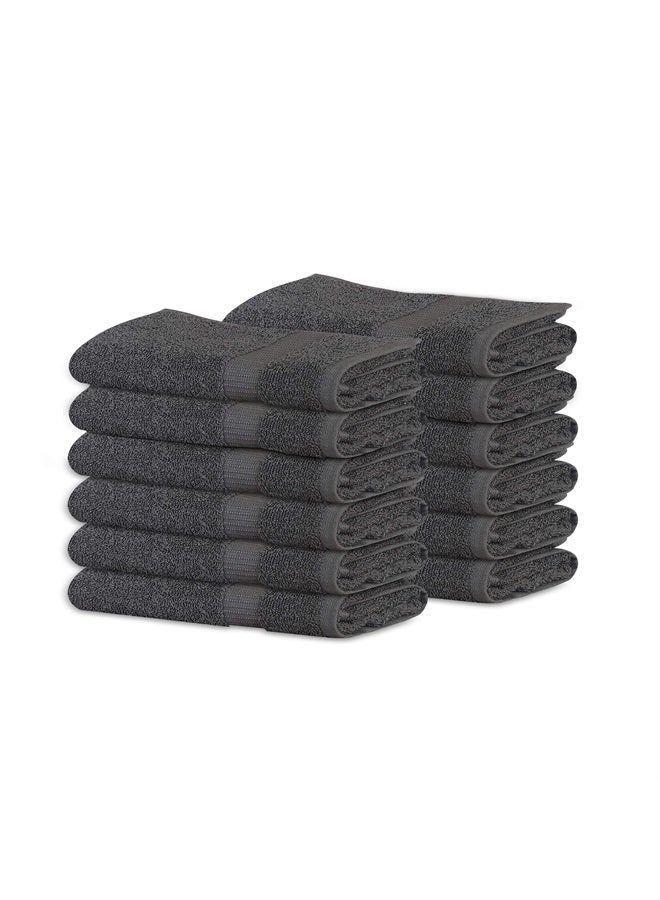 GOLD TEXTILES 100% Cotton Washcloth - 12 Pack | 13x13 inches | Grey - Ultra Soft, Highly Absorbent, Long Lasting and Quick Drying - Hotel & Spa Collection Cool Feel Fingertip Towels - Image 1