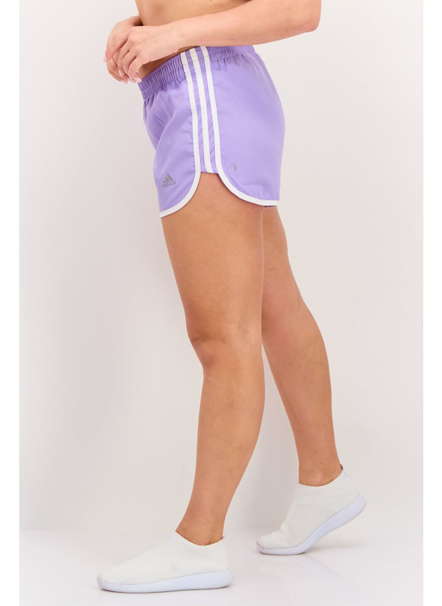 Adidas Women 4 Inseam Brand Logo Running Short, Lavender  - Image 2