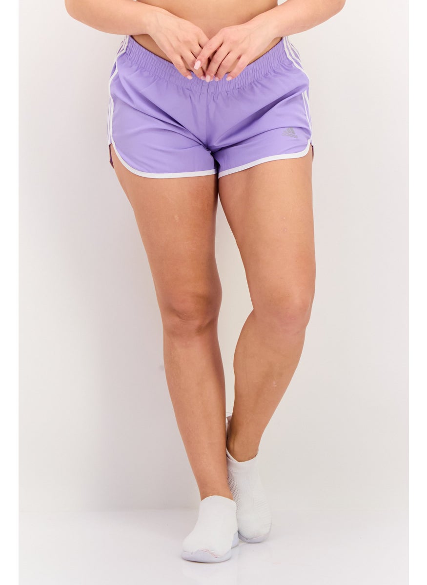 Adidas Women 4 Inseam Brand Logo Running Short, Lavender  - Image 1