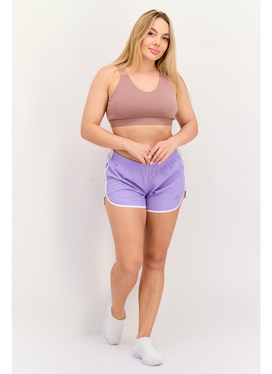 Adidas Women 4 Inseam Brand Logo Running Short, Lavender  - Image 4