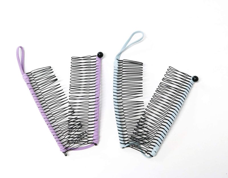 GETAGOTA 2 Pieces Adjustable Banana Hair Clip Comb Clips for Women Stretch Ponytail Holder Accessory Double Combs Thick Curly Hair Grip Styling Maker Tool Clip Classic Clincher for Girls and Womens