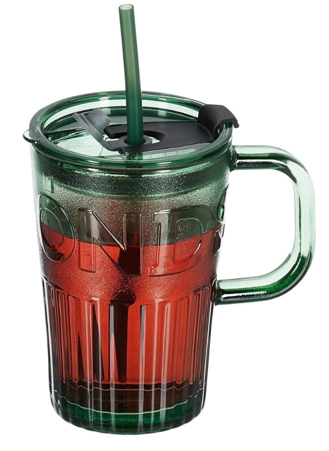 Glass Cup for Hot and Cold Drinks with Lid and Straw 450ml-Green - pzsku/Z2F23031C479637348B5EZ/45/1741596520/a95cc52b-8d8a-4cec-b189-14f14cede5dc