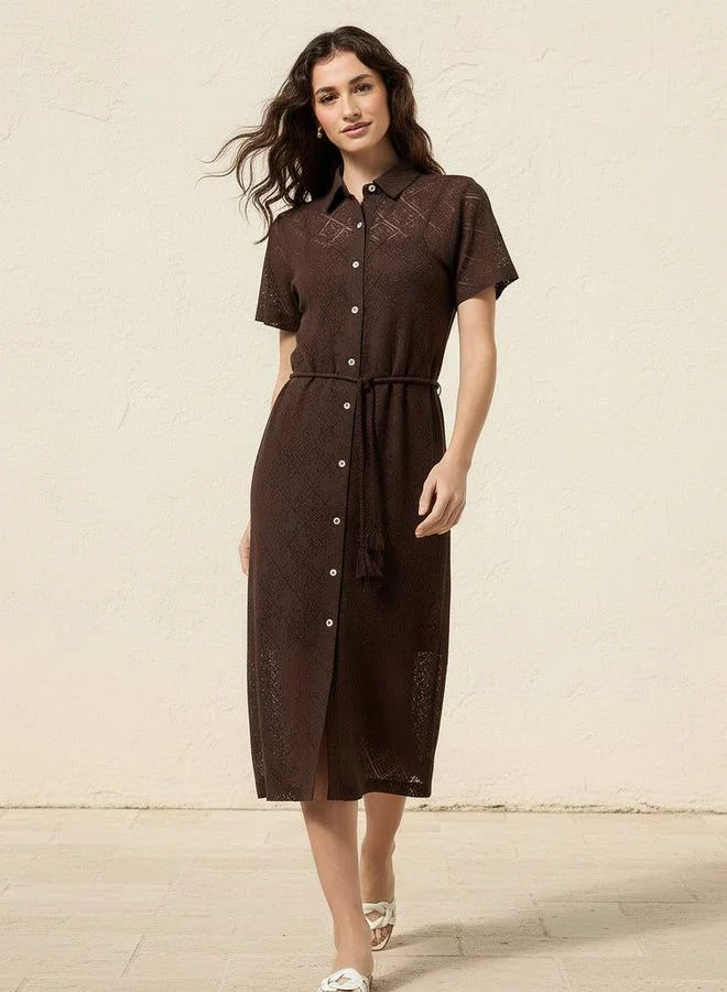 2Xtremz 2Xtremz Shirt Style Women Dress with Lace Design