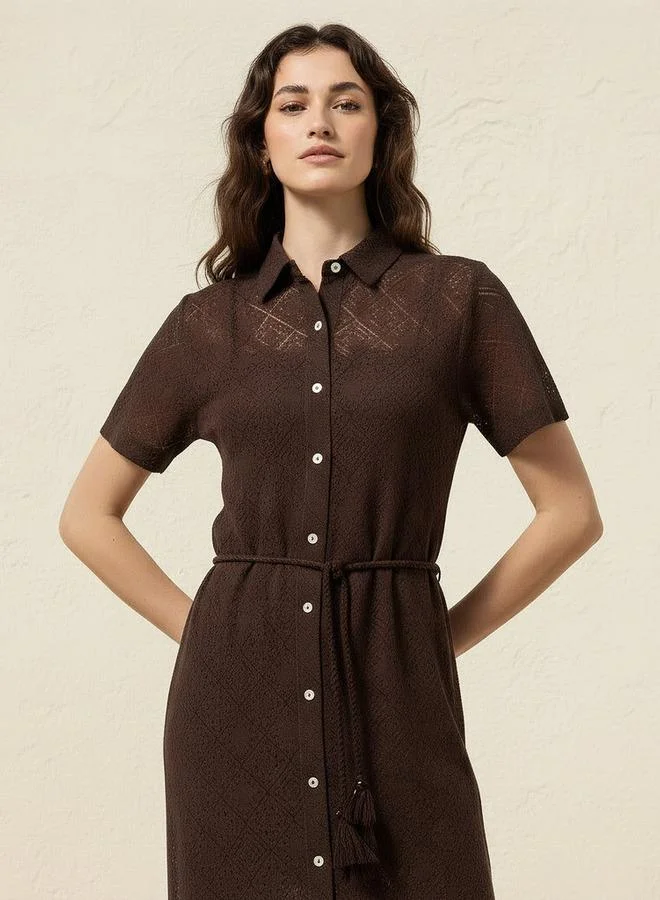 2Xtremz 2Xtremz Shirt Style Women Dress with Lace Design
