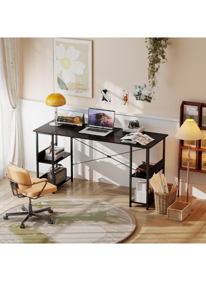 Visionnaire 150*55*75cm Spacious Desktop Office Table Gaming Table with Convertible Bookshelves & CPU Holder, Computer Table with Carbon Fiber Surface, X-Brace Support for Home Office Gaming Black - Image 1
