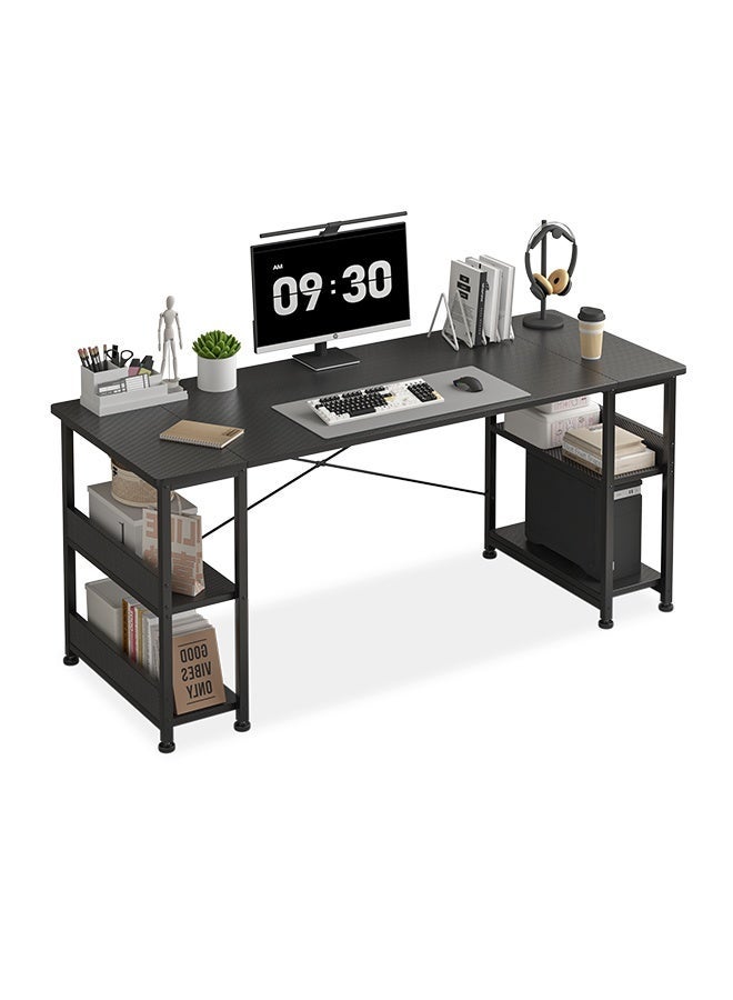 Visionnaire 150*55*75cm Spacious Desktop Office Table Gaming Table with Convertible Bookshelves & CPU Holder, Computer Table with Carbon Fiber Surface, X-Brace Support for Home Office Gaming Black - Image 3