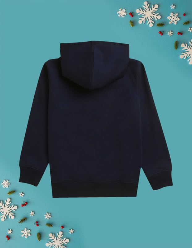 Nusyl Girl's Polyester Neck Hooded Sweatshirt (NUUCSWT0842.3_Navy Blue - Image 2