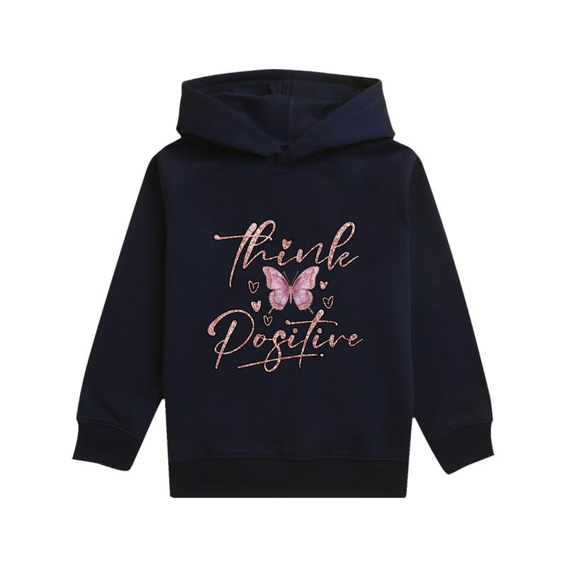 Nusyl Girl's Polyester Neck Hooded Sweatshirt (NUUCSWT0842.3_Navy Blue - Image 1
