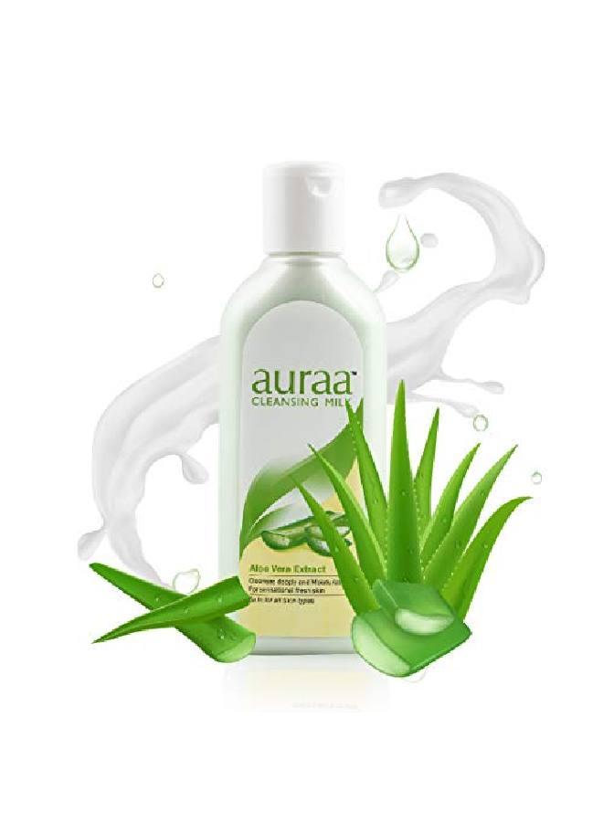 AURAA حليب تنظيف مرطب للبشرة بالألوة فيرا | 200 مل - Image 3