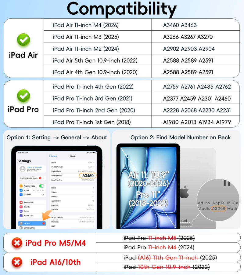 BATYUE Case for iPad Air 11-inch M4 (2026)/ M3 (2025)/ M2 (2024), iPad Air 5th/4th 10.9 inch(2022/2020), iPad Pro 11" 4th/3rd/2nd/1st Kids Cover with 360Â° Rotating Stand, Pencil Holder, Strap, Pink - Image 2