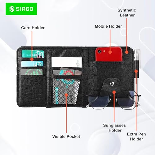 SIAGO SIA137 Car Sun Visor Organizer Stylish Storage Solution (Black) - Image 3