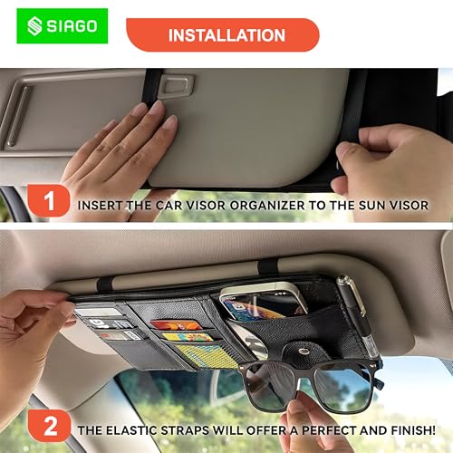 SIAGO SIA137 Car Sun Visor Organizer Stylish Storage Solution (Black) - Image 5