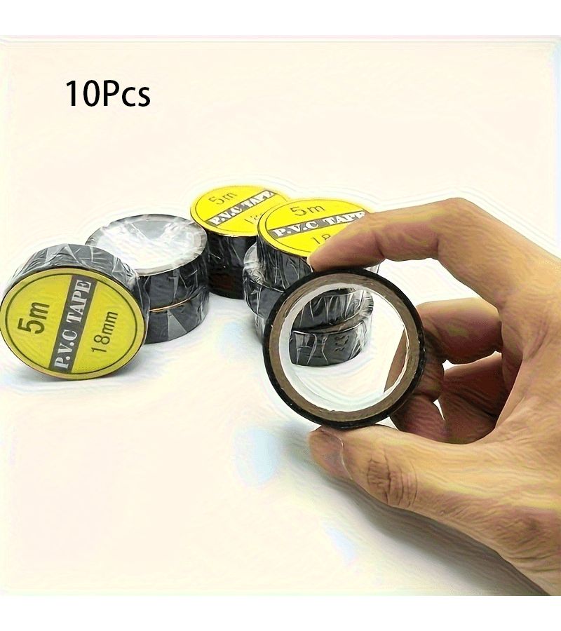 10 Rolls Heavy Duty Black Rubber Electrical Tape High Temperature Insulating - Image 1