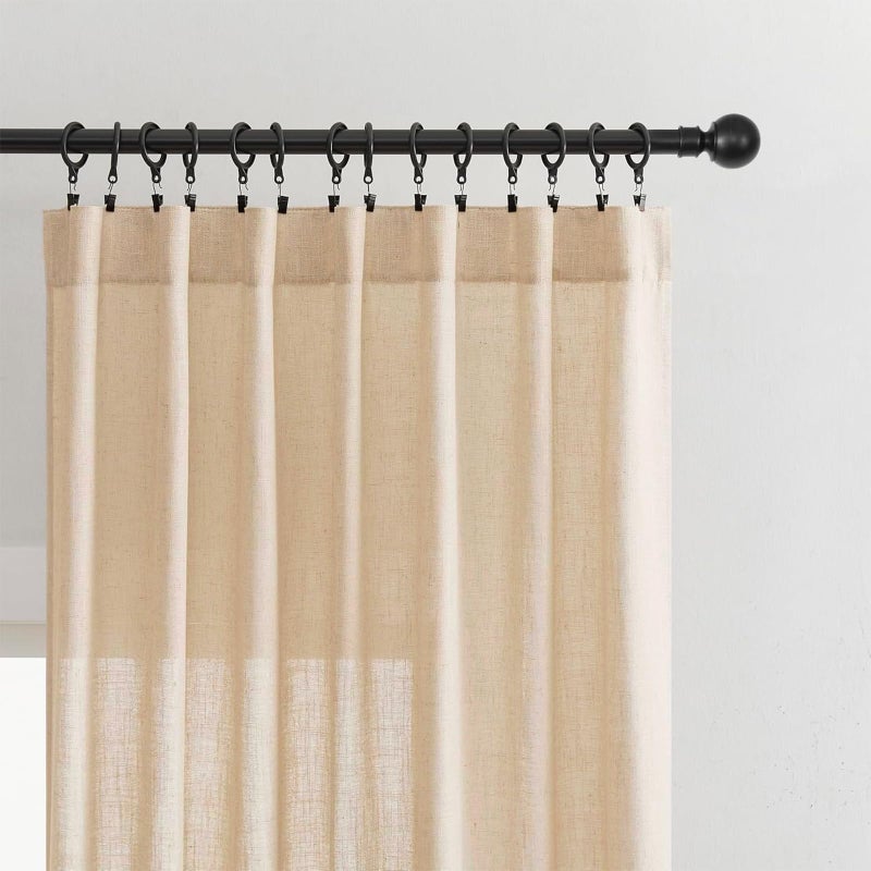Joydeco Linen Curtains 96 Inch Length 2 Panel Sets,Light Filtering Curtains for Bedroom 52 Inch Wide Living Room Drapes with Back Tabs & Rod Pockets (W52 x L96 Inch, Ecru) - Image 4