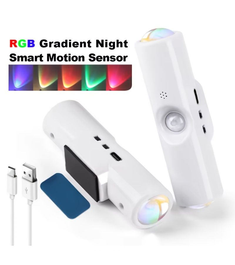 4 قطع من الإضاءة المحيطة LED بألوان RGB وضوء دافئ ثلاثي الألوان، مع مستشعر حركة يعمل بالاستشعار البشري ومفتاح تلقائي، 3 ألوان قابلة للتعتيم، شحن عبر USB، تركيب على الحائط مع استشعار عين القطة، استخدام مزدوج لغرفة المعيشة وغرفة النوم وخزانة الملابس. - Image 5