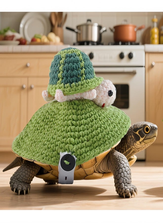 werdecade Knitted Turtle Sweater for Pet Tortoise - 7.48 Inch Cute Warm Shell Costume for Small Turtle (Green, Medium) - Image 1