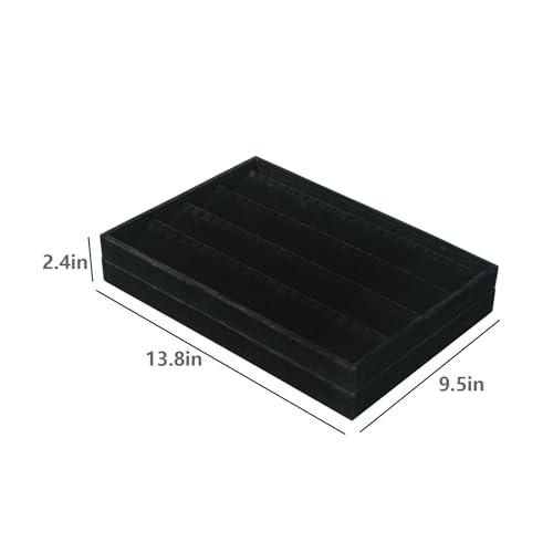 Coward 2PC Black Velvet Stackable Earring Tray Drawer Jewelry Holder Organizer Box Storage Earring Display Stand for Home Drawer or Store Selling (earring+earring) - Image 5