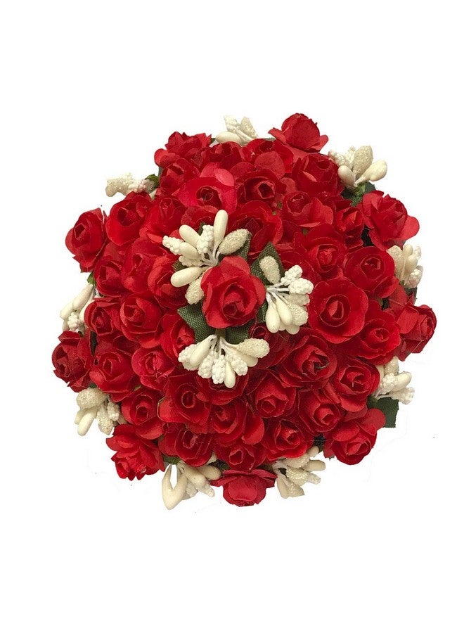 Arooman™ Full Juda Bun Hair Flower Gajra for Wedding and Parties Use for Women in Red Color Pack of 1