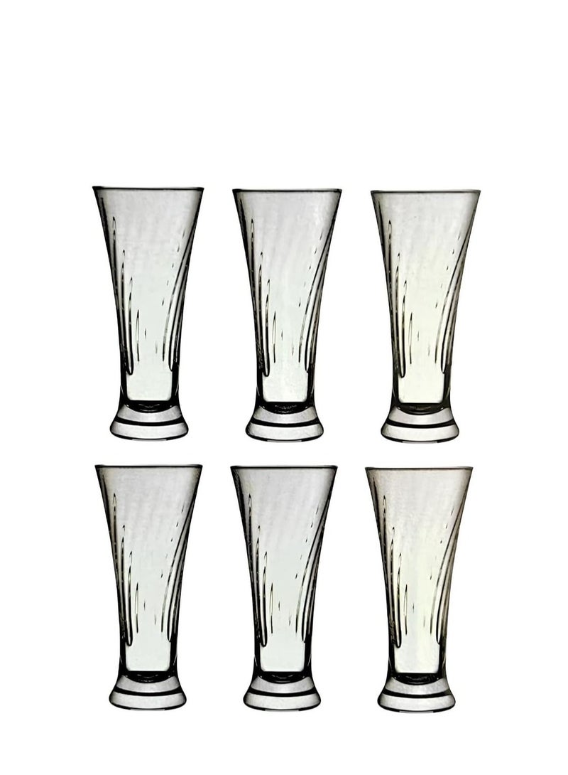 Pasabahce Large Juice Cups Set of 6 - Ribbed Pub- 320 ml - Turkey Origin
