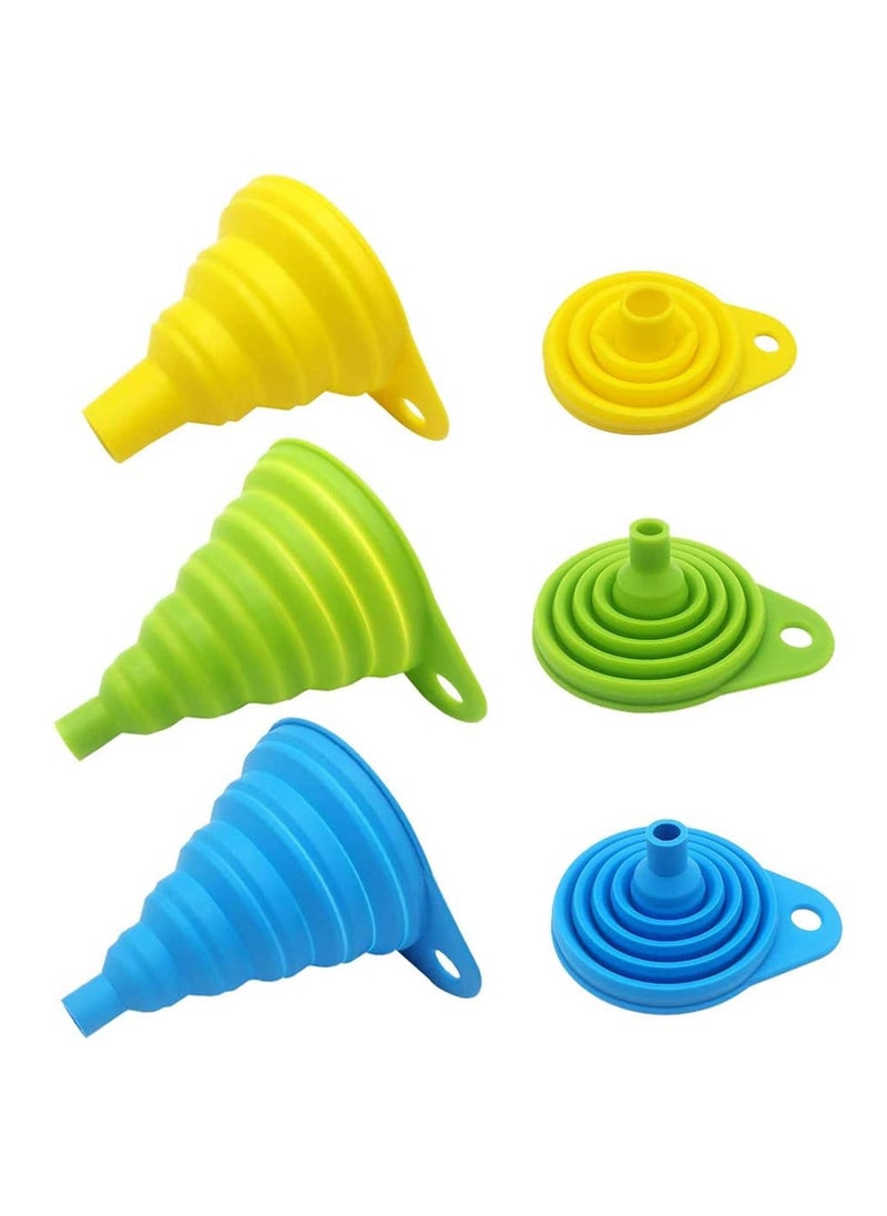Flexible, collapsible silicone funnel for pouring liquids into jars and filling bottles(3 pieces)