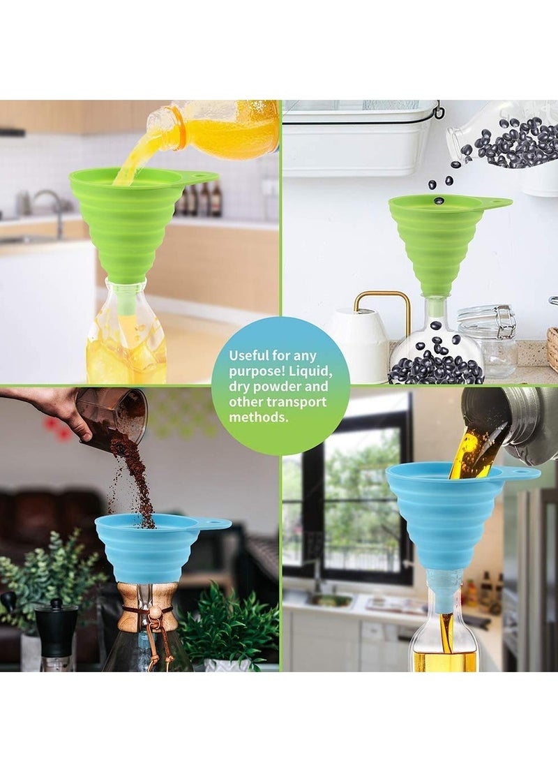 Flexible, collapsible silicone funnel for pouring liquids into jars and filling bottles(3 pieces)