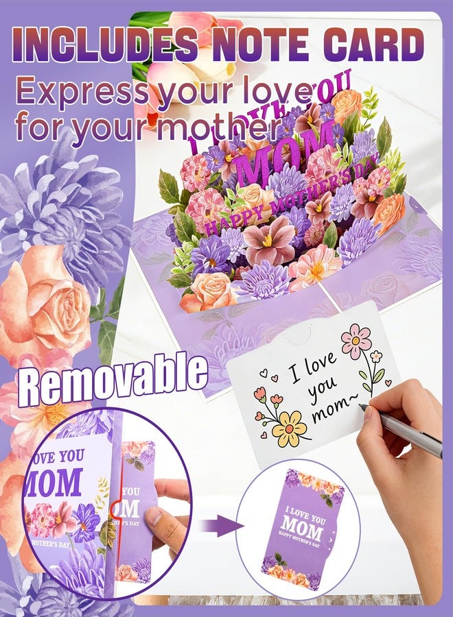 Ginkgo 3D Pop Up Mothers Day Card for Mom – Beautiful Floral Happy Mother’s Day Gift Card for Wife, Grandma – 7.8" x 5.9" with Envelope & Note Tag - Image 2