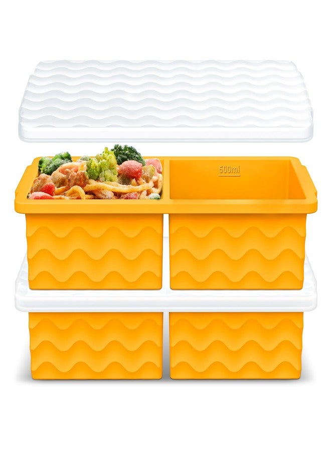 Aopigavi Silicone Freezer Tray with Lid – 2-Cup Soup Freezer Container Molds, Large Ice Cube Trays for Freezing Soup, Sauce & Broth, Meal Prep & Food Storage – Oven & Dishwasher Safe, 2-Pack - Image 1
