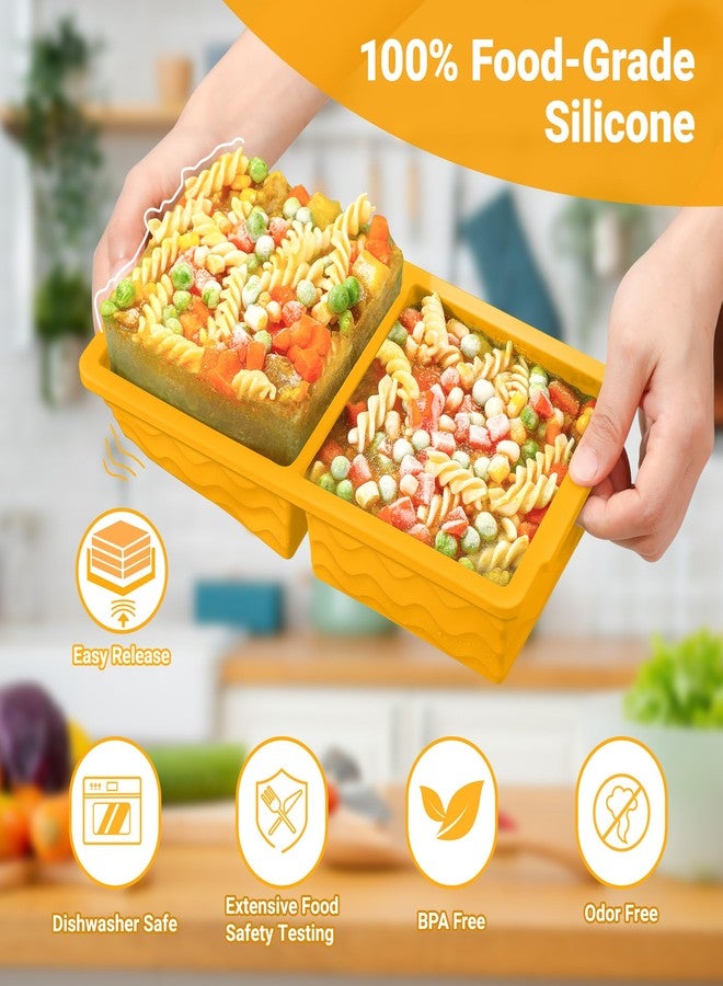 Aopigavi Silicone Freezer Tray with Lid – 2-Cup Soup Freezer Container Molds, Large Ice Cube Trays for Freezing Soup, Sauce & Broth, Meal Prep & Food Storage – Oven & Dishwasher Safe, 2-Pack - Image 3