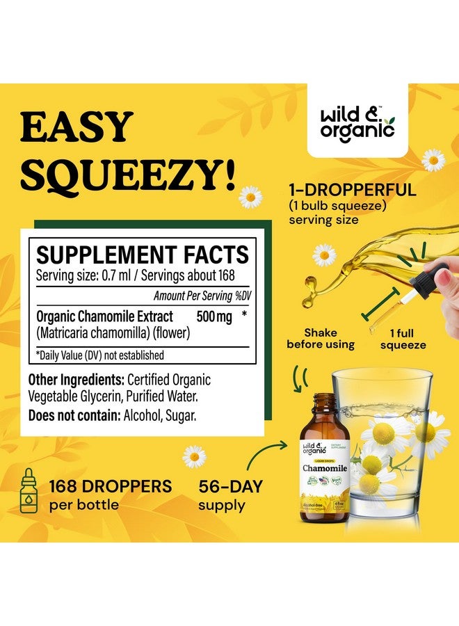 Wild & Organic Chamomile Flowers Tincture - Calming Supplement for Relaxation - Chamomile Extract Liquid Drops - Vegan, Sugar & Alcohol-Free - 4 fl oz - Image 3