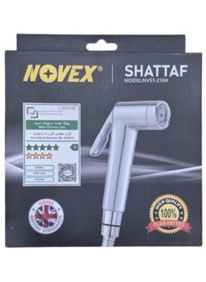 نوفيكس نوفكس شطاف يدوي من البلاستيك PVC وكروم – NVST-2104 | ضغط عالي | بخاخ مرحاض مقاوم للتسرب - Image 1
