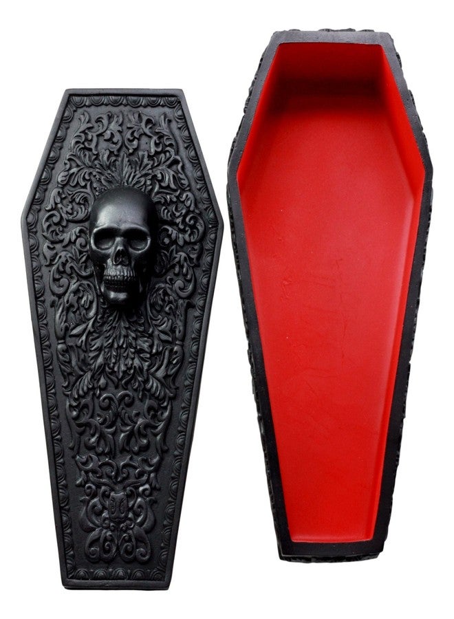 Ebros Gift Ebros Day of The Dead Gothic Baroque Floral Skull Coffin Decorative Jewelry Box Figurine DOD Floral Sugar Skulls Skeletons Ossuary Macabre Decor Black - Image 5
