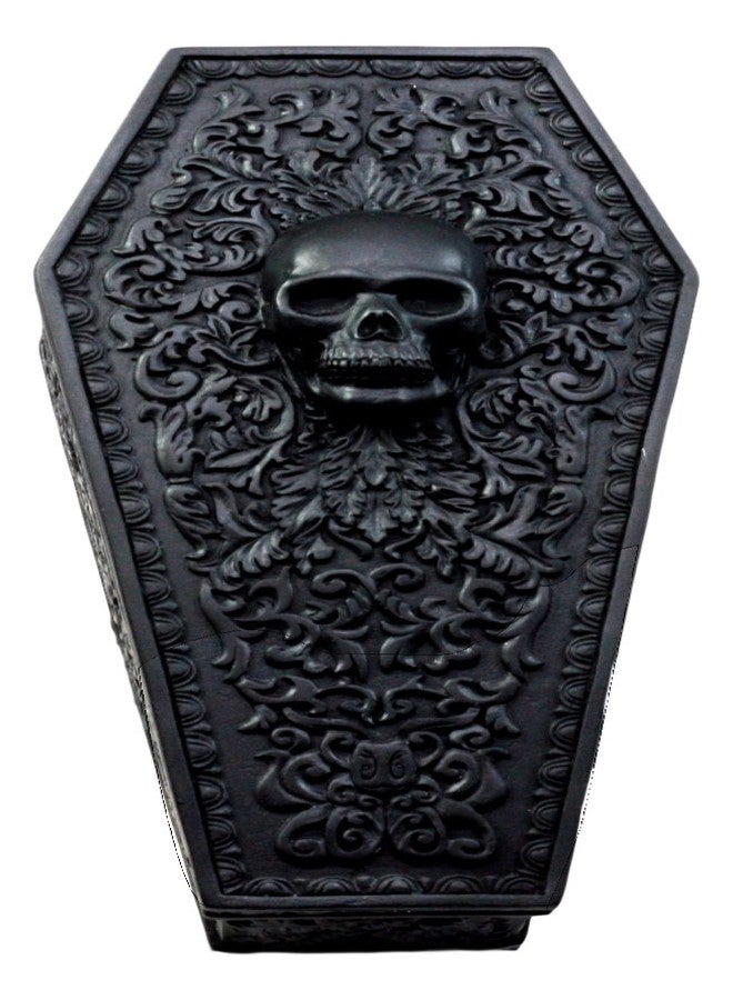 Ebros Gift Ebros Day of The Dead Gothic Baroque Floral Skull Coffin Decorative Jewelry Box Figurine DOD Floral Sugar Skulls Skeletons Ossuary Macabre Decor Black - Image 2