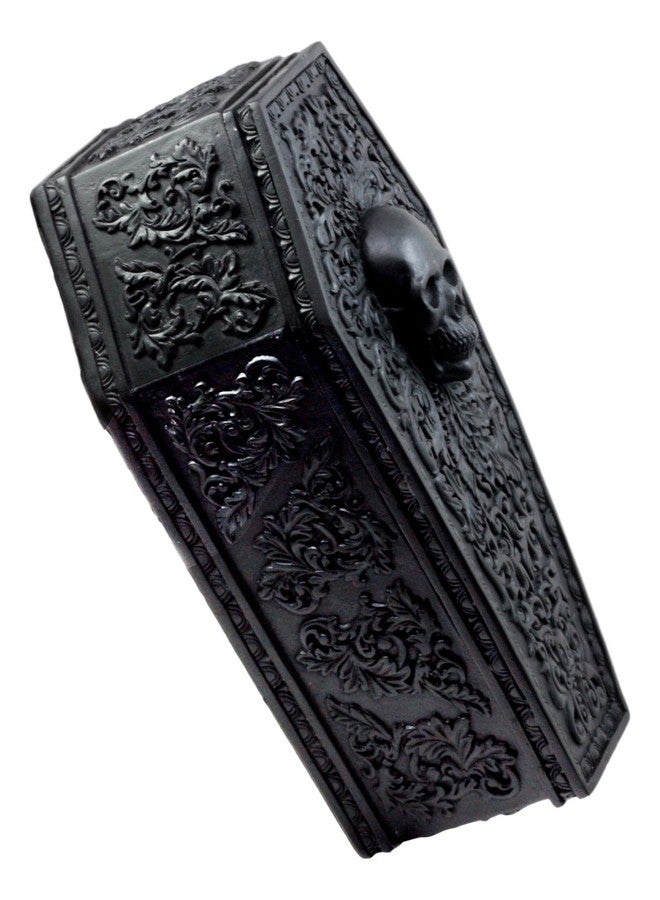 Ebros Gift Ebros Day of The Dead Gothic Baroque Floral Skull Coffin Decorative Jewelry Box Figurine DOD Floral Sugar Skulls Skeletons Ossuary Macabre Decor Black - Image 3
