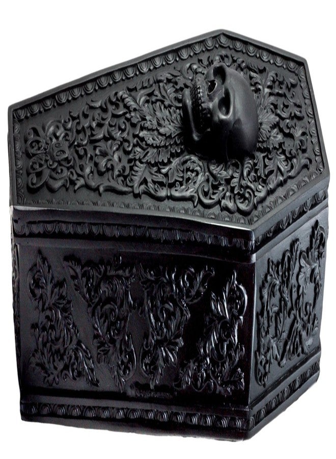 Ebros Gift Ebros Day of The Dead Gothic Baroque Floral Skull Coffin Decorative Jewelry Box Figurine DOD Floral Sugar Skulls Skeletons Ossuary Macabre Decor Black - Image 4