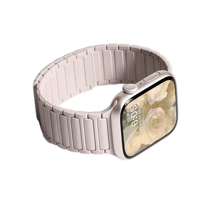 SK سوار ساعة ذكية سوار رياضي من السيليكون متوافق مع Apple Watch Ultra بملاءمة قابلة للتعديل وحزام بديل للاستخدام اليومي باللون أبيض قابل للتعديل باللون الأبيض - Image 2