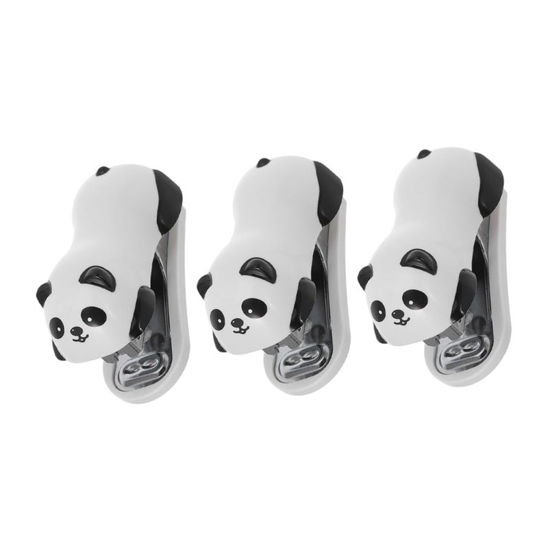 Mini Panda Stapler Set 3pcs Cute Cartoon Design Manual Desktop Stapler for Office Home School Supplies - Image 2