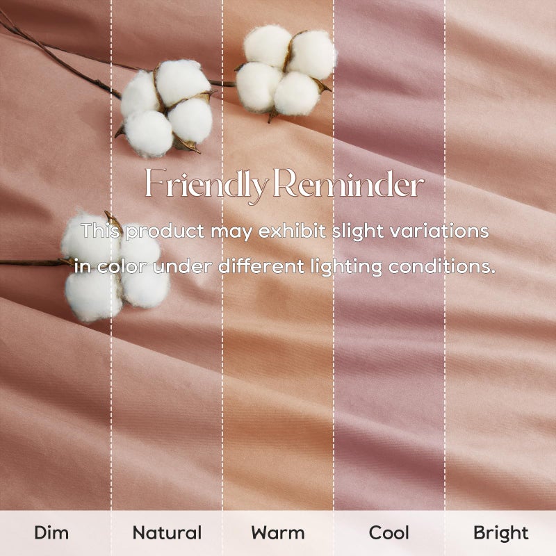 Entisn Pure Cotton Sheets Queen Size Bed Set 4 Pieces, 400 Thread Count Cotton Sheet Set with All Around Elastic for Snug Fit, All Seasons Breathable & Soft Bedding, 16 Inch Deep Pocket, Dusty Pink - Image 5