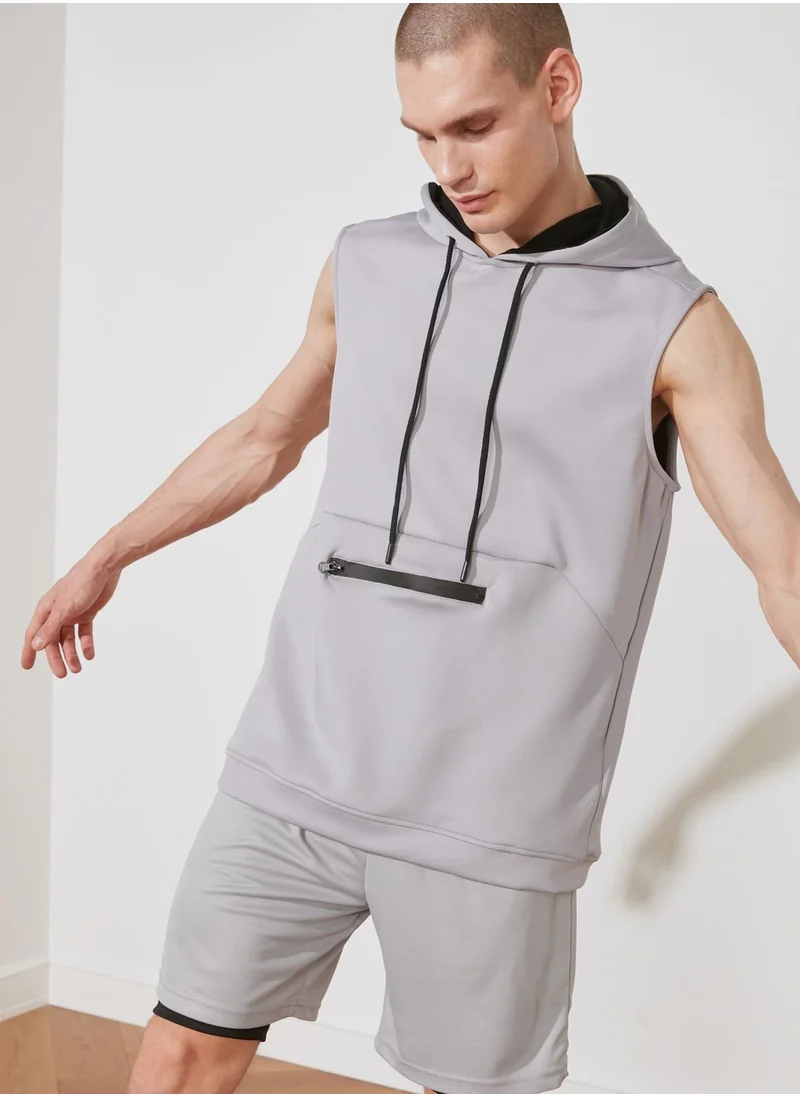 trendyol Zip Pocket Hooded Vest