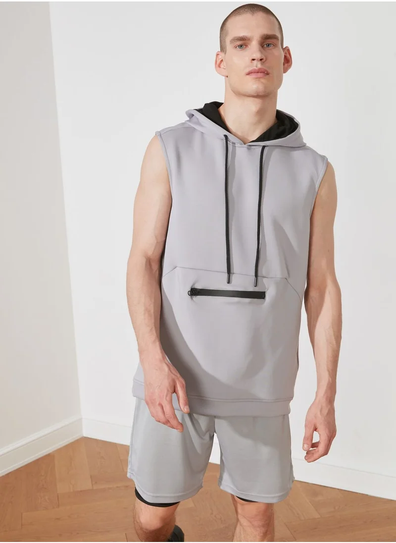 trendyol Zip Pocket Hooded Vest