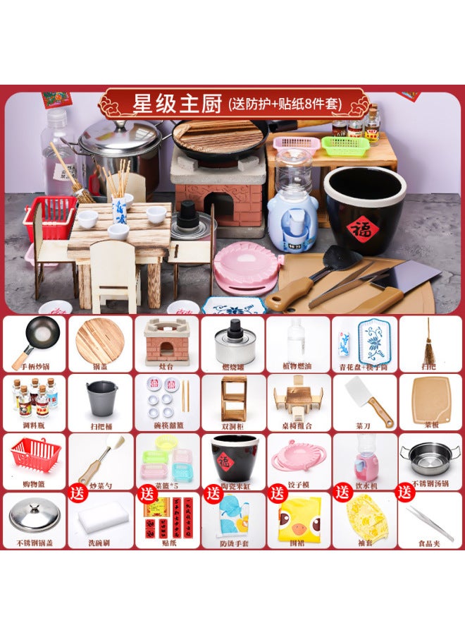 Novelty Little Chef Girl's Toy Mini Real Cooking Mini Kitchen Cooking And Stir-frying Children's Cooking Cooking Meal Kitchenware - Image 1